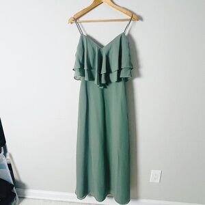 2/$30 Sorella Vita Spaghetti Strap Maxi Dress Green 8 Bridesmaid Formal